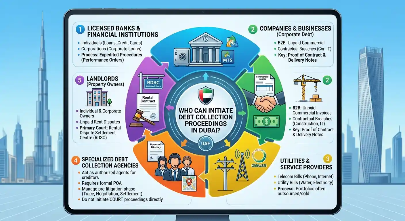 Who Can Initiate Debt Collection Proceedings in Dubai?